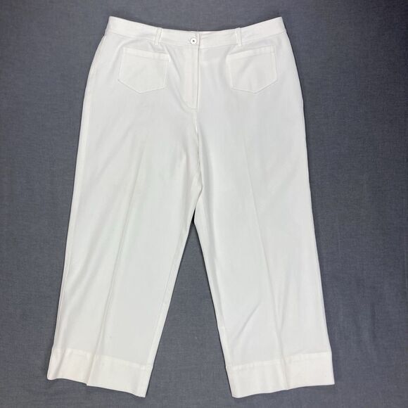Peck And Peck Weekend Capri Pants Womens Sz 16 Ivory Straight Leg Casual Neutral - Picture 1 of 14